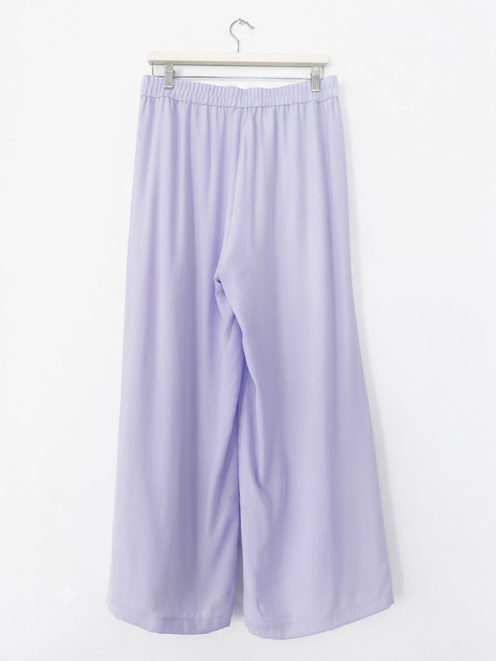 Eileen Fisher Soft Lavender Silk Pull-On Wide Pants Sz M Elastic Waist Feminine - Picture 3 of 6